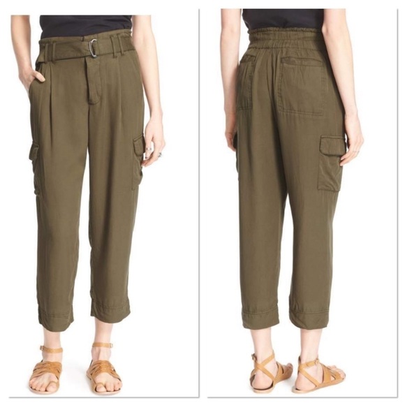 Free People Pants - Free People high waist cropped cargo pants in Army green
